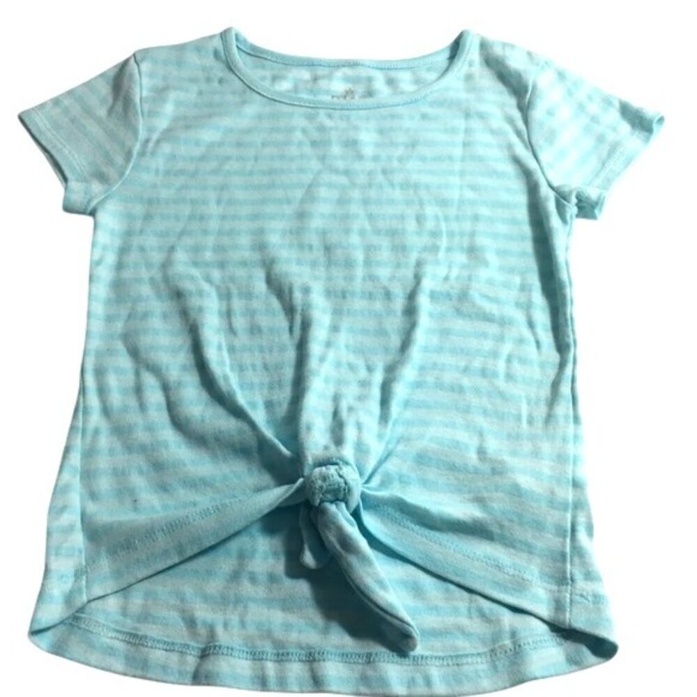 Star Ride Girls Graphic Tee Stripped Blue Front Knot Tie Size 6X